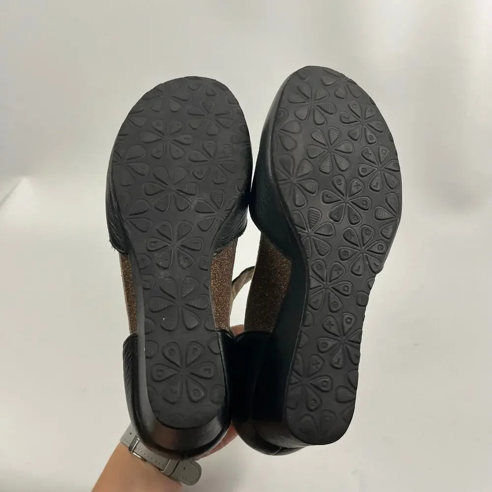 Aetrex Mia Mary Jane Wedge Shoes EU 39 US 8.5 Black Classic Preppy Casual